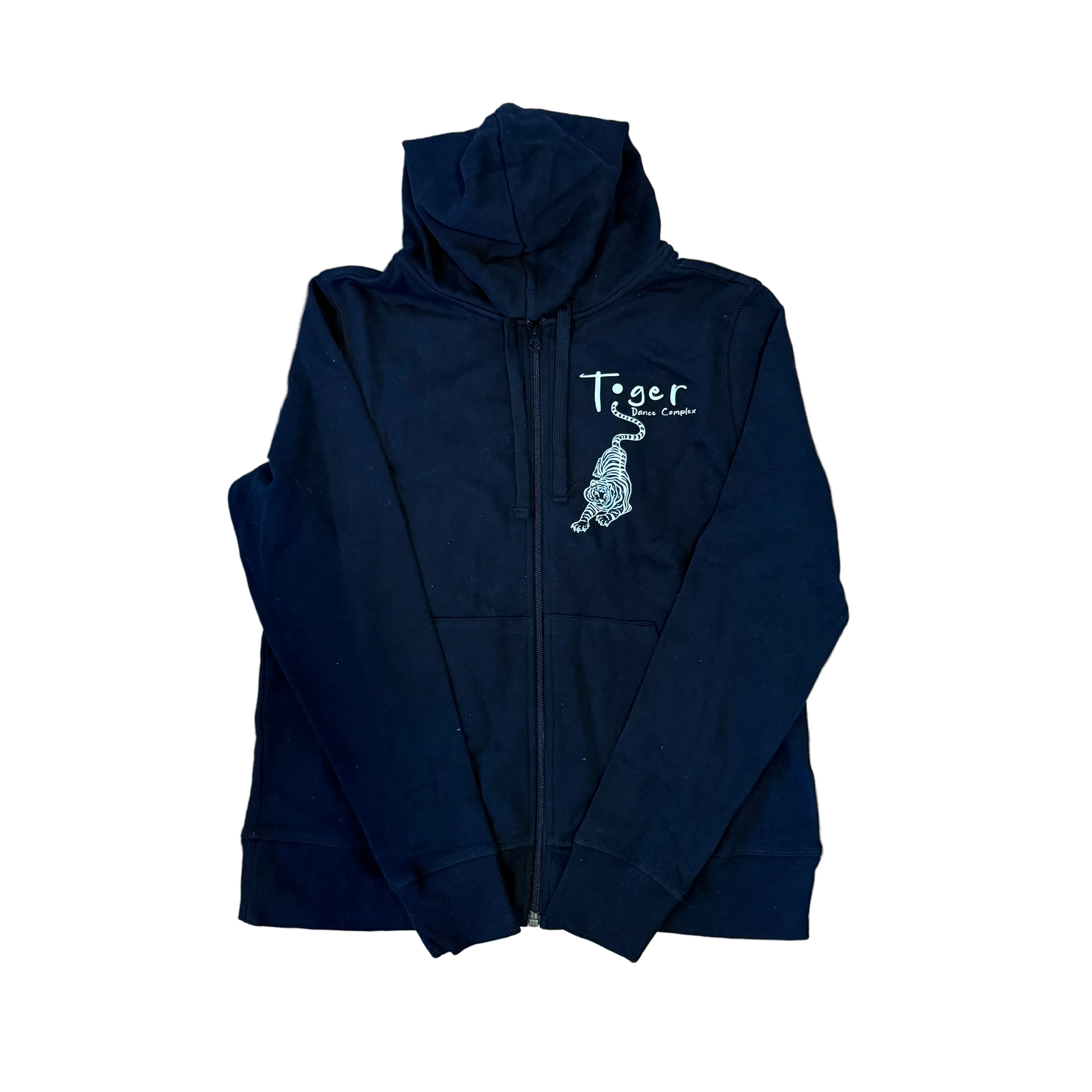 Tiger Zip Up Black Hoodie